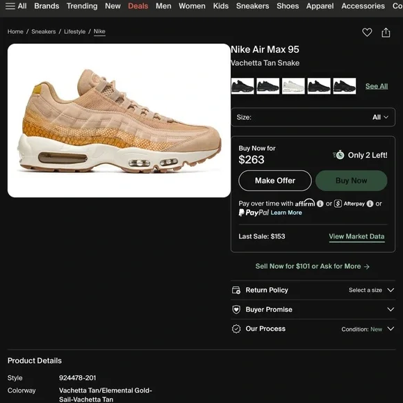 RARE Nike Air Max 95 Vanchetta Tan Snake - Picture 11 of 11